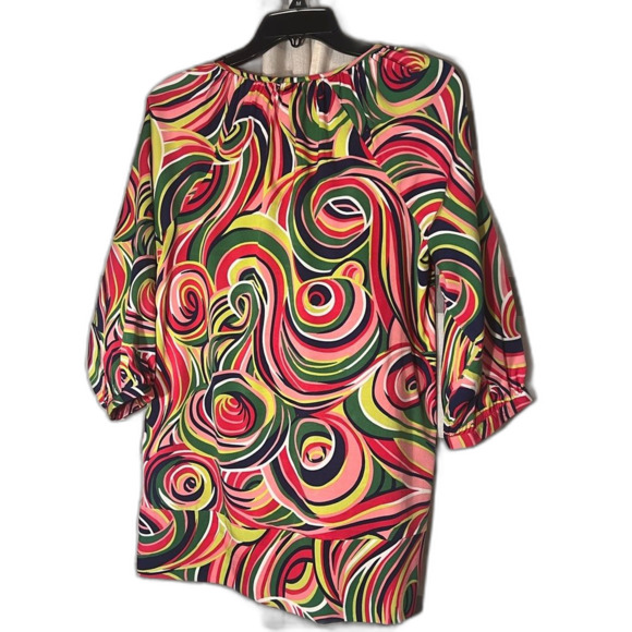 Buckhead Bettie’s blouse v neck tie band at arm bright colors swirl size S - Picture 3 of 6